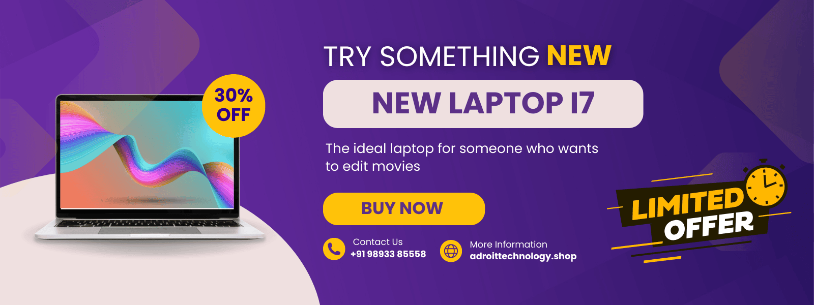 Purple And Yellow Modern Laptop Sale Email Header
